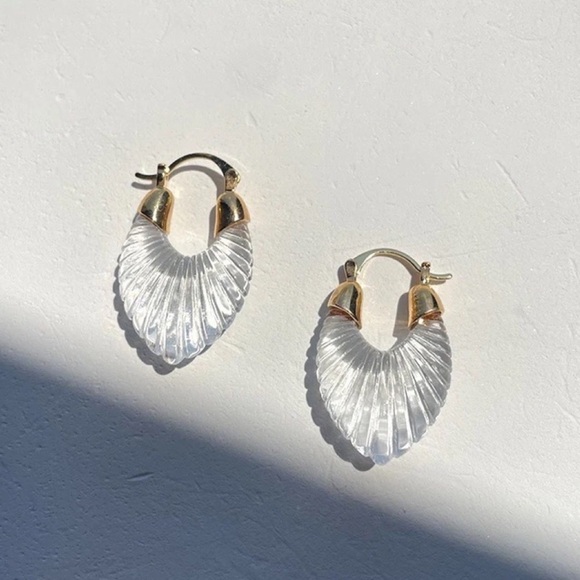 Arctic Clear Vintage Hoops Gold Plated Transparent Loop New NWOT - Picture 6 of 14